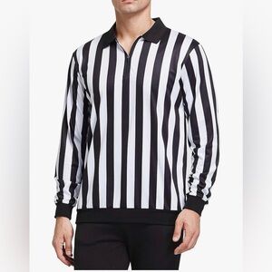 EALER HRJ100 Ice Hockey Long Sleeve Jersey, Men Large/48,Striped Referee/Umpire